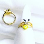 Lucky Evil Eye C zircon Butterfly  Turkish Ring - Yellow