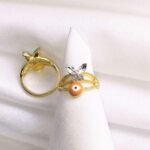 Lucky Evil Eye C zircon Butterfly  Turkish Ring - Orange