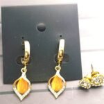 Beautiful leaf Drop round hoops - Mustard