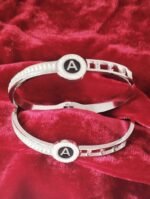 stainless steel bangle Luxery band Alphabet with crystals