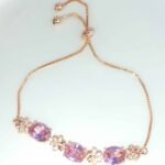 Zirconia oval stone bracelet - pink