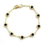 Queen Zircon gold plated Bracelet - Black