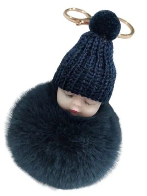 1000151619.jpg cute sleeping baby faux fur keychain
