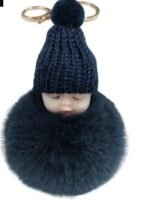 cute sleeping baby faux fur keychain