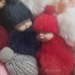 cute sleeping baby faux fur keychain