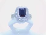 sterling silver platinum zirconia cubic stone bridal ring - BLACK - Image 3