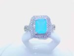 sterling silver platinum zirconia cubic stone bridal ring - Aquamarine - Image 3
