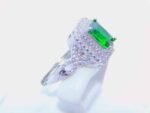 sterling silver platinum zirconia cubic stone bridal ring - Emerald - Image 3