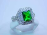 sterling silver platinum zirconia cubic stone bridal ring - Emerald