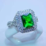 sterling silver platinum zirconia cubic stone bridal ring - Emerald