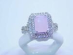 sterling silver platinum zirconia cubic stone bridal ring - ligh pink - Image 2