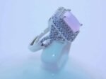sterling silver platinum zirconia cubic stone bridal ring - ligh pink - Image 3