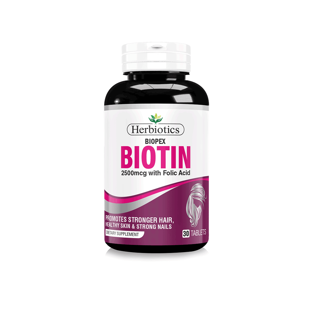 HERBIOTICS-BIOTIN-2500MCG-30S.png Herbiotics Biotin 2500Mcg Tablet - Image 1