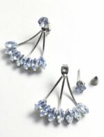 Luxery crystel waterdrop Ear Studs - silver - Image 2