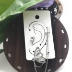 spring butterfly stud and Earcuff - silver