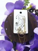 spring butterfly stud and Earcuff - gold - Image 2