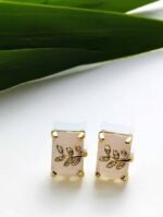 Eligant cubic stone leaf ziconia earstuds - Rosepink