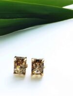 Eligant cubic stone leaf ziconia earstuds - Honey