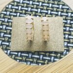 Gold plates oval cut Ziron Earrings - Rose pink
