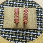 Gold plates oval cut Ziron Earrings - Pink