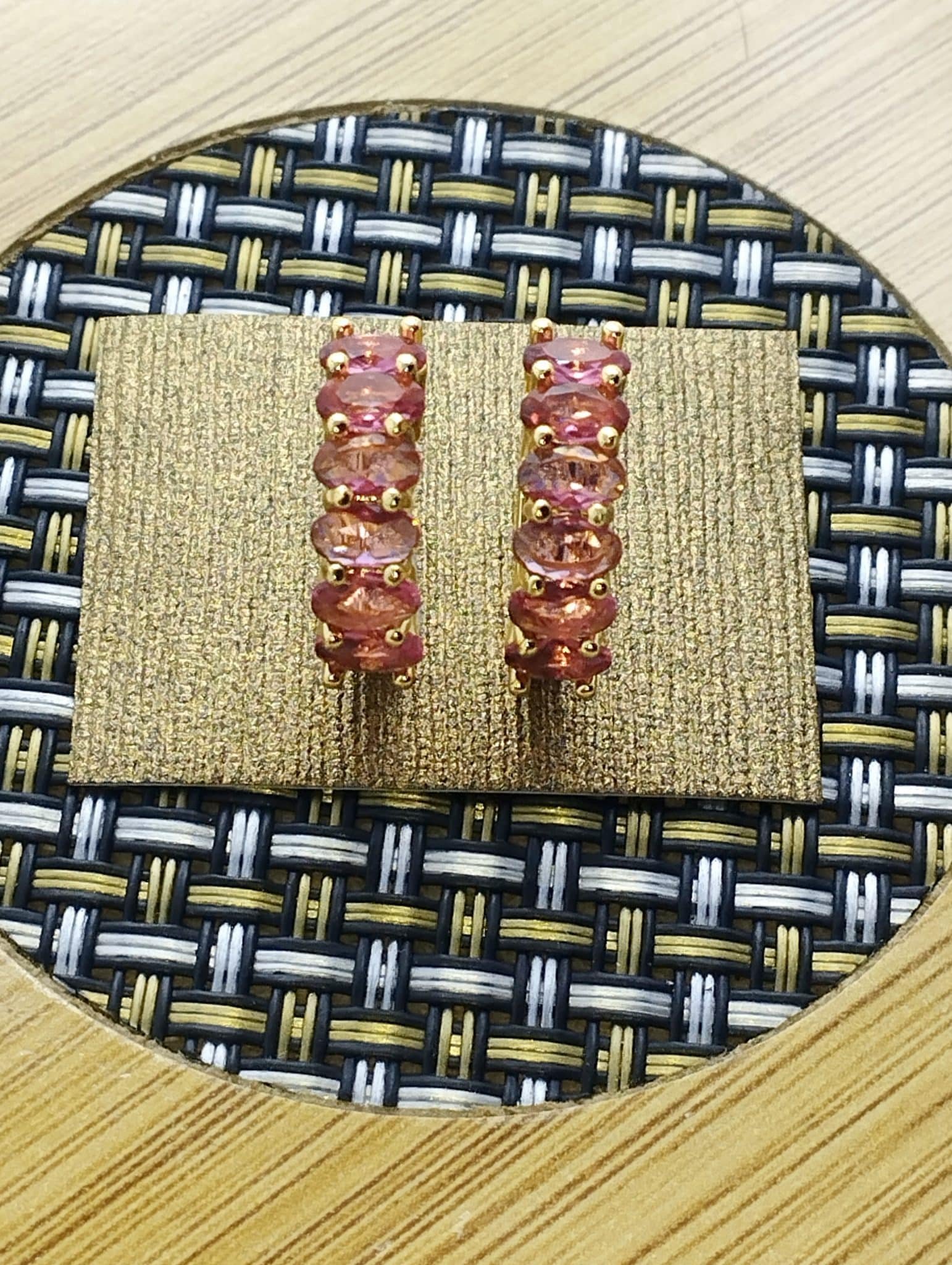 IMG_20230604_230959-scaled-1.jpg Gold plates oval cut Ziron Earrings - Pink - Image 1