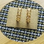 Gold plates oval cut Ziron Earrings -champagne