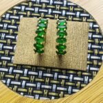 Gold plates oval cut Ziron Earrings - Green