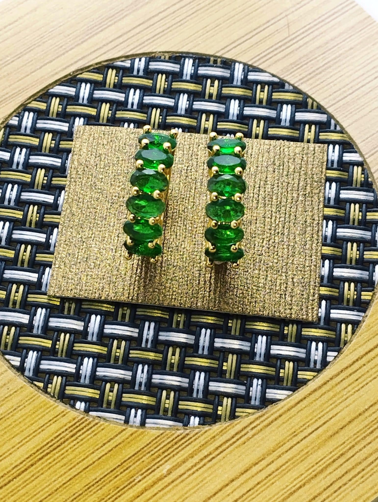IMG_20230604_231208-scaled-1.jpg Gold plates oval cut Ziron Earrings - Green - Image 1