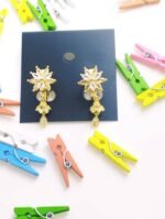 Luxery flower and crystal earrings - Crystal - Image 2