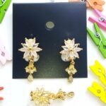 Luxery flower and crystal earrings - Rosepink