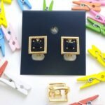 Trendy Metal Geomatric studs - Black