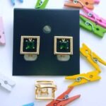 Trendy Metal Geomatric studs - Green