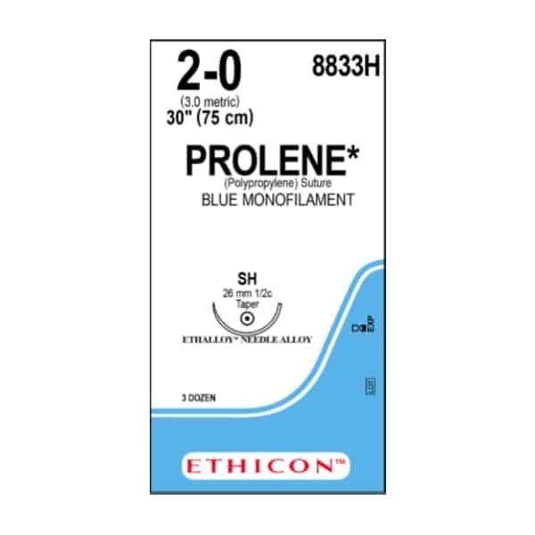 PROLENE-2-0-R-B-26-MM-8833H.jpg Prolene 2/0 26mm 1/2 Curve Taper 8833h - Image 1